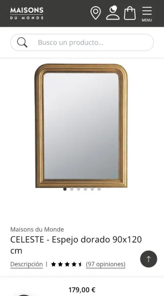 Marco / Espejo Madera CELESTE 120x90 Dorado