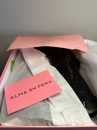 NUEVAS Alma en Pena Bota Caña Media Negra Piel 38