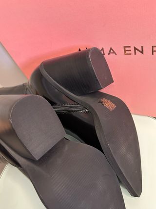 NUEVAS Alma en Pena Bota Caña Media Negra Piel 38