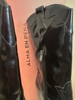 NUEVAS Alma en Pena Bota Caña Media Negra Piel 38