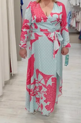 Vestido largo estampado mujer