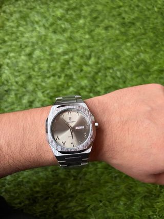 Orologio uomo in acciaio lusso quadrante blu ghiaccio