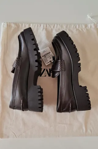 Mocasines Zara Woman Marrones Talla 41