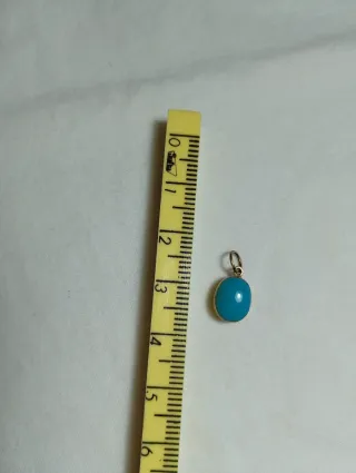 Colgante Oro 14k Turquesa x un lado  y Jade x otro