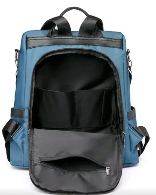 Mochila Antirrobo Mujer Azul y Negro