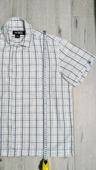 Camisa Diesel Manga Corta Cuadros Azul Blanco