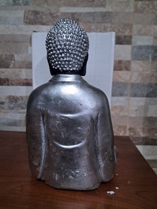 Figura Buda Negro Sentado 24cm Plata