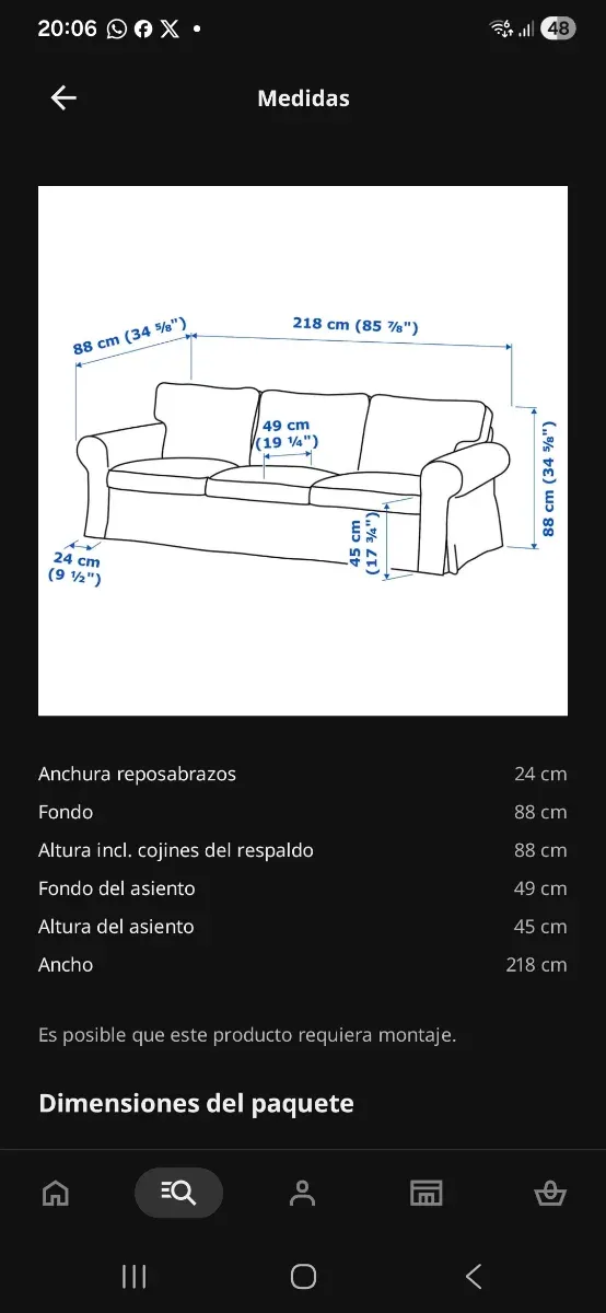 OPORTUNIDAD Sofá Ektorp Ikea 3 plazas verde grisác