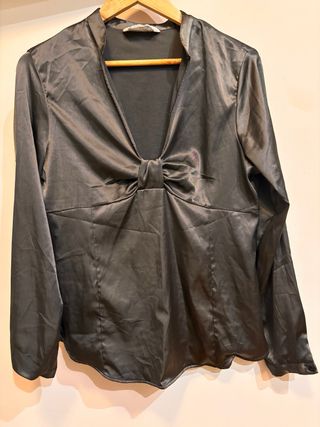 Blusa Zara Gris Satén XL