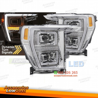 FAROS DELANTEROS LED CROMADOS PARA FORD F150 MK14