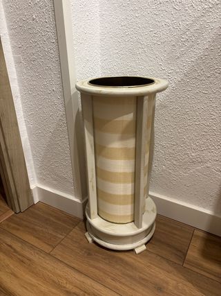 Paragüero de madera de diseño beige y blanco