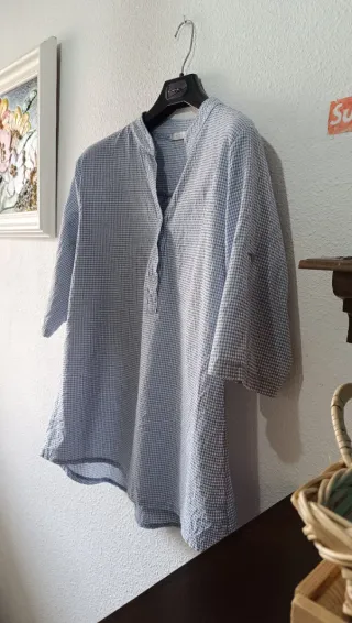 Blusón azul blanco NUEVO algodón TALLA L-XL