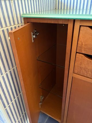 Conjunto Mueble Baño Madera y Cristal