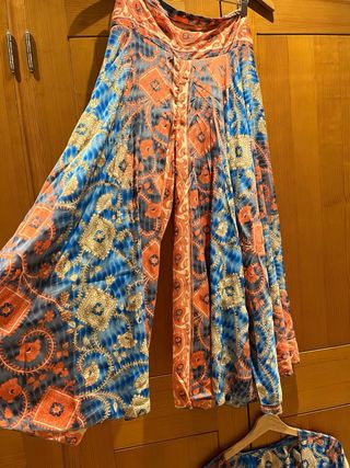 Conjunto Boho Azul y Naranja.