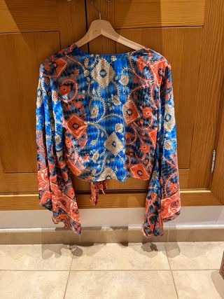 Conjunto Boho Azul y Naranja.