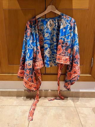 Conjunto Boho Azul y Naranja.