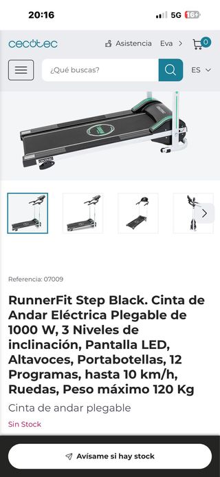 Cinta de Correr Cecotec RunnerFit Step Black