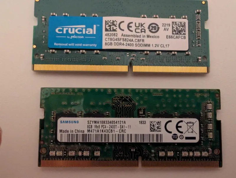 Pack 16GB RAM DDR4 (2x8GB) SAMSUNG y CRUCIAL | Kit afbeelding 2