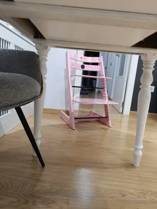 Mesa redonda madera con cristal 100cm