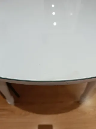 Mesa redonda madera con cristal 100cm