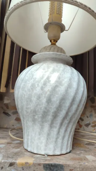 Juego 2 Lámparas Mármol Beige y Blanco