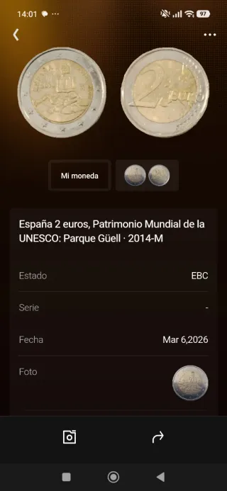 España 2 euros Parque Güell 2014