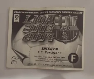 Cromo Iniesta F.C. Barcelona LFP
