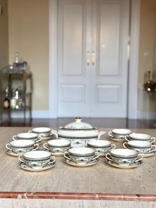Juego Consomé Minton Grasmere Porcelana