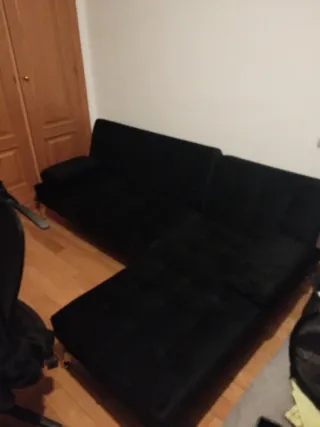 Sofá Chaise Longue Negro terciopelo