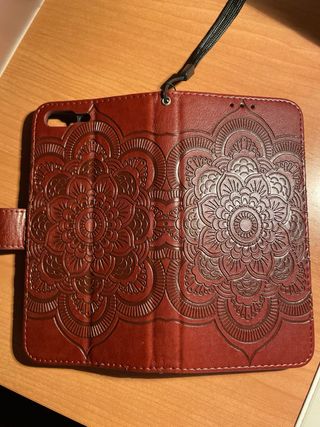 Custodia libro iPhone 8 Plus mandala marrone nuova
