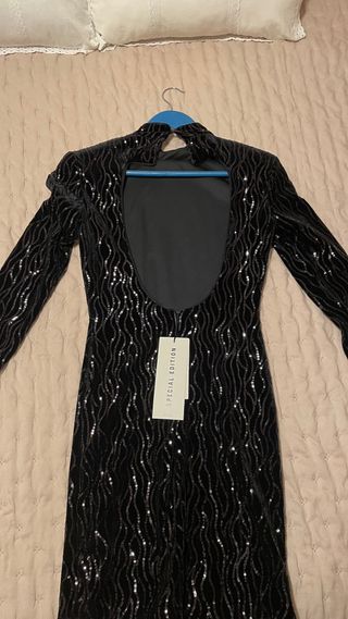 Vestido fiesta Bershka negro lentejuelas