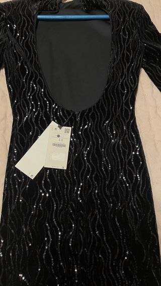 Vestido fiesta Bershka negro lentejuelas