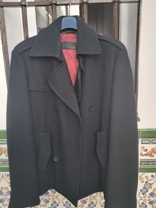Abrigo paño cruzado Zara negro talla 50