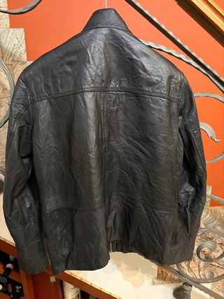 Giubbino biker in vera pelle vintage nera