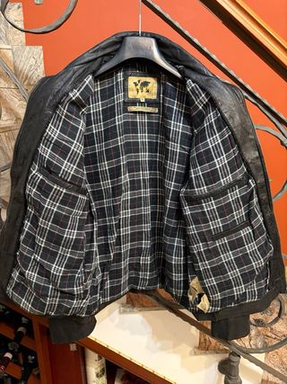 Giubbino biker in vera pelle vintage nera