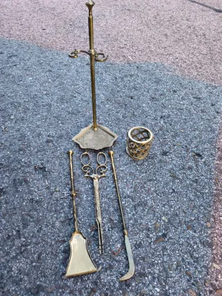 Juego de chimenea latón dorado