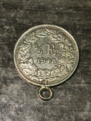 1/2 Franco Suizo 1948 moneda antigua Suiza