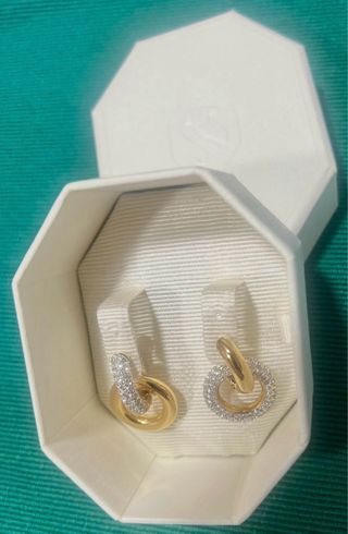 Pendientes aro y colgante con circonitas