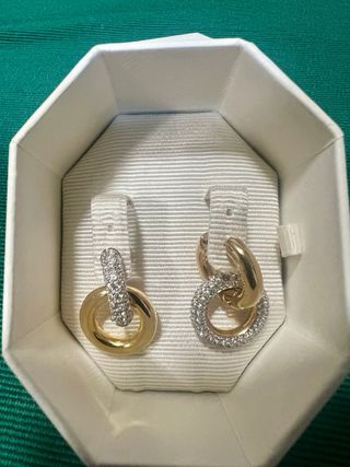 Pendientes aro y colgante con circonitas