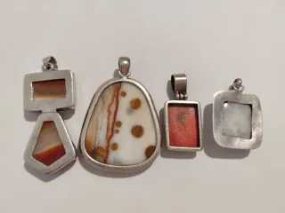 Lote 4 Colgantes Plata Piedras Naturales