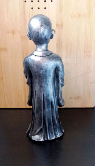 Figura Buda Monje Niño Zen Plata