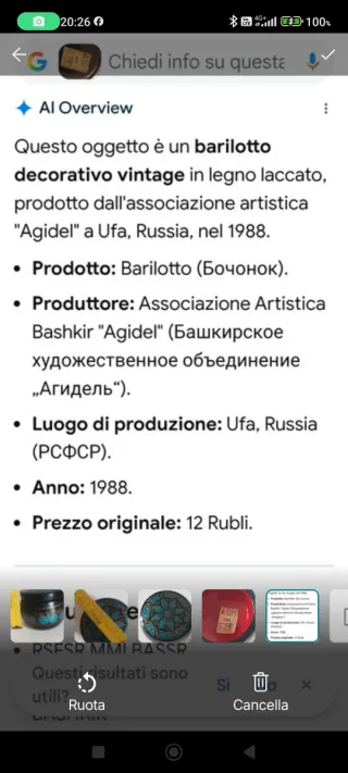 Scatola/barilotto legno laccato decorato