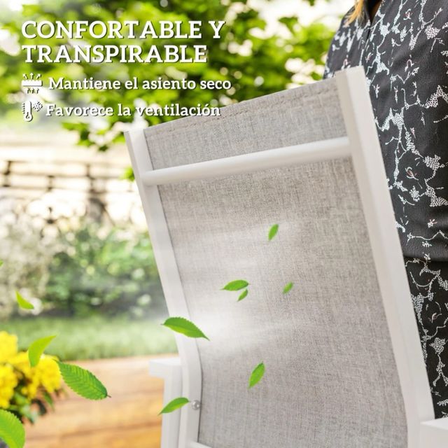 Set di 2 Sedie da Giardino Esterno Impilabili con Braccioli e Schienale in Tela Traspirante 56x58x89 cm Grigio Chiaro
