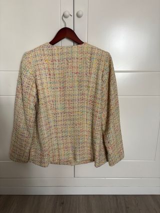 Chaqueta tweed multicolor mujer