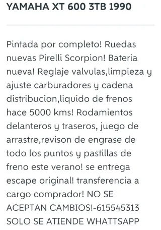 CAMBIO YAMAHA XT600 X MONTESA 360 H7 PARA RESTURAR