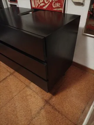 Mueble baño 3 cajones lacado negro