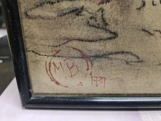 Láminas enmarcadas, acuarelas, pinturas al carbón
