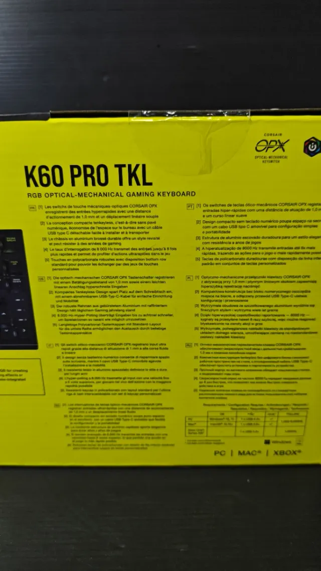 Corsair K60 PRO TKL Teclado RGB
