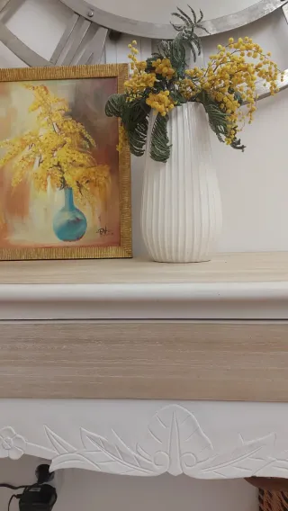 Mueble recibidor blanco/madera