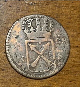 Moneta antica Svezia 1 Öre Kopparmynt Ulrika 1719